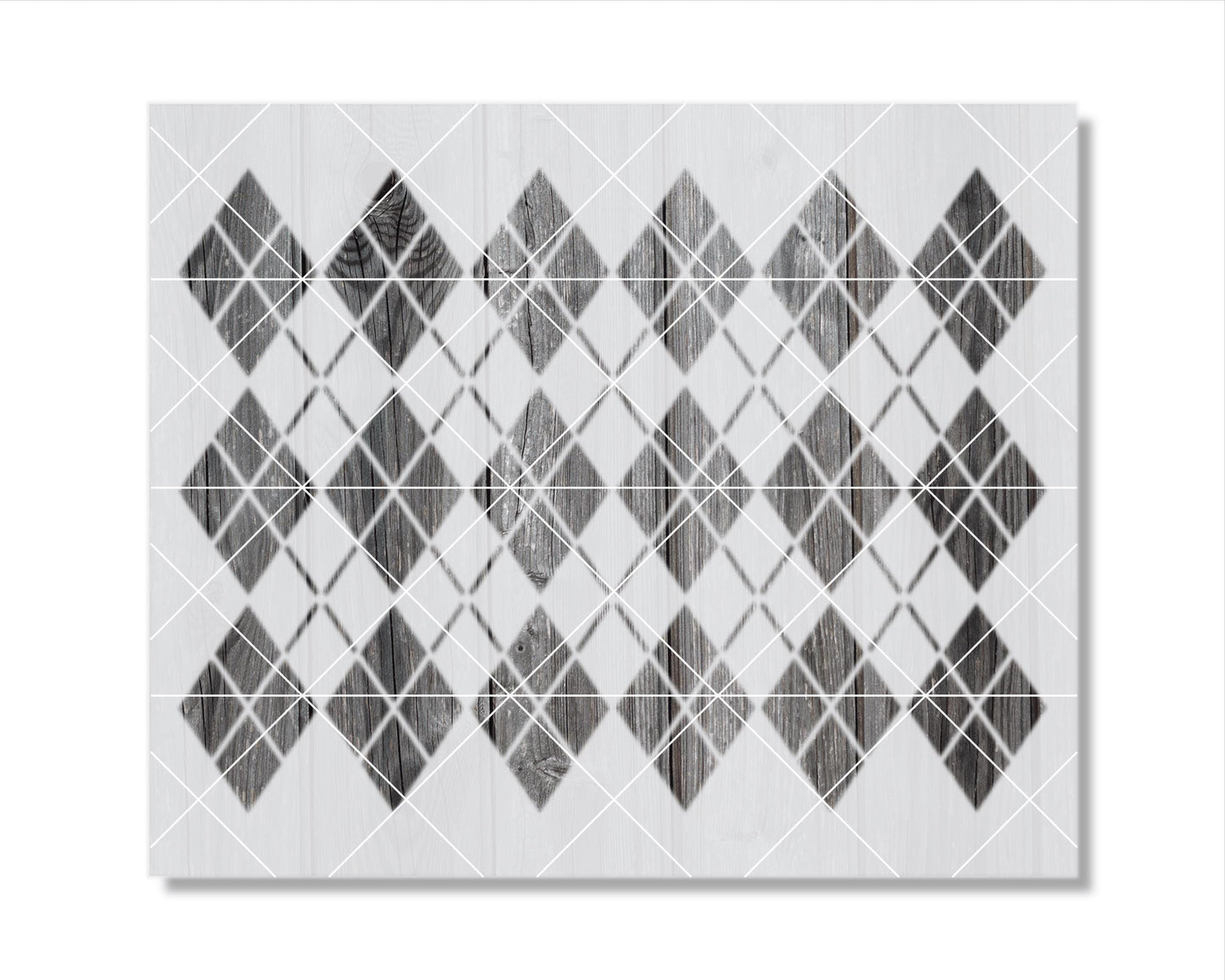 The image is a black and white geometric pattern composed of diamond shapes arranged in a repeating diagonal grid.