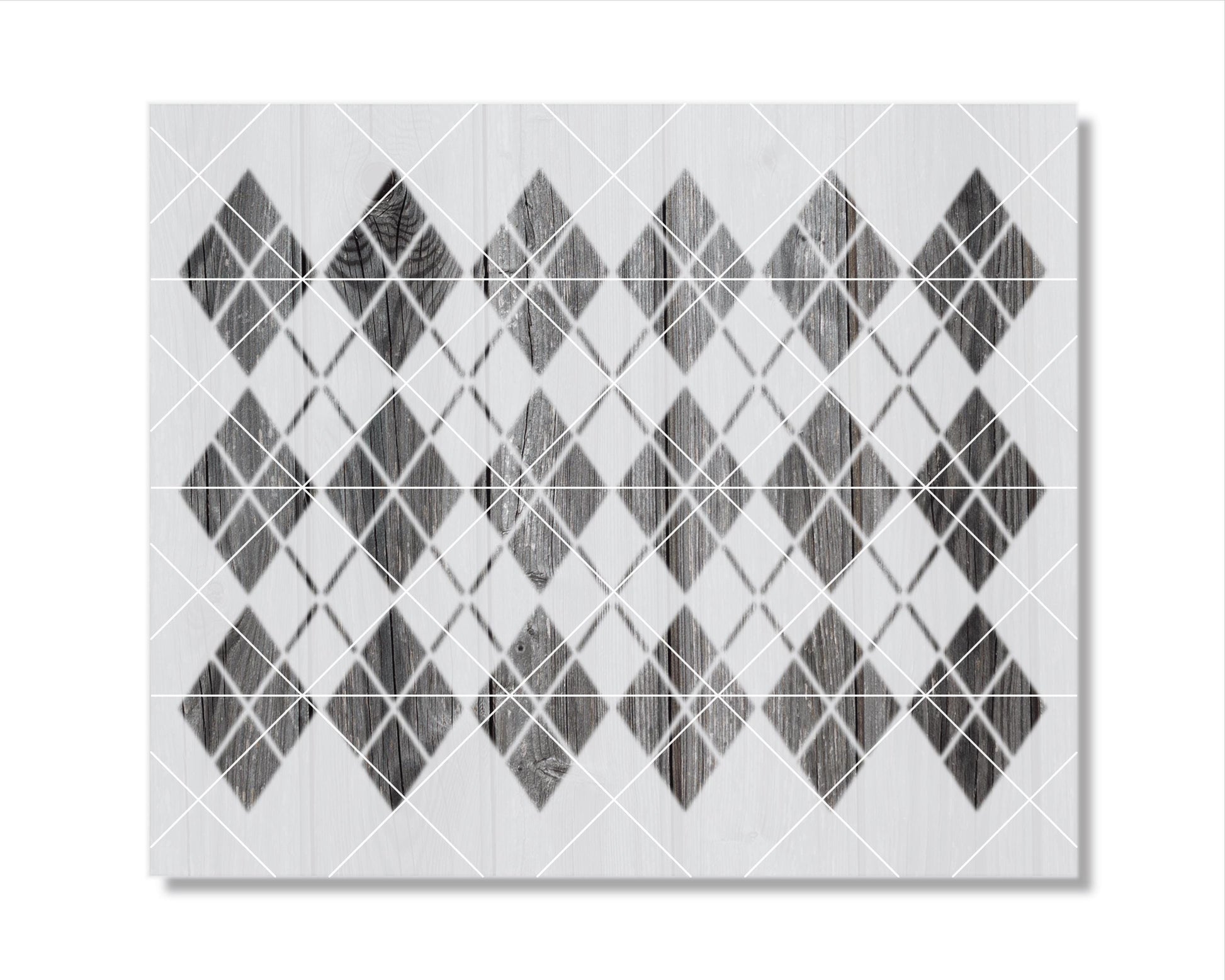 The image is a black and white geometric pattern composed of diamond shapes arranged in a repeating diagonal grid.