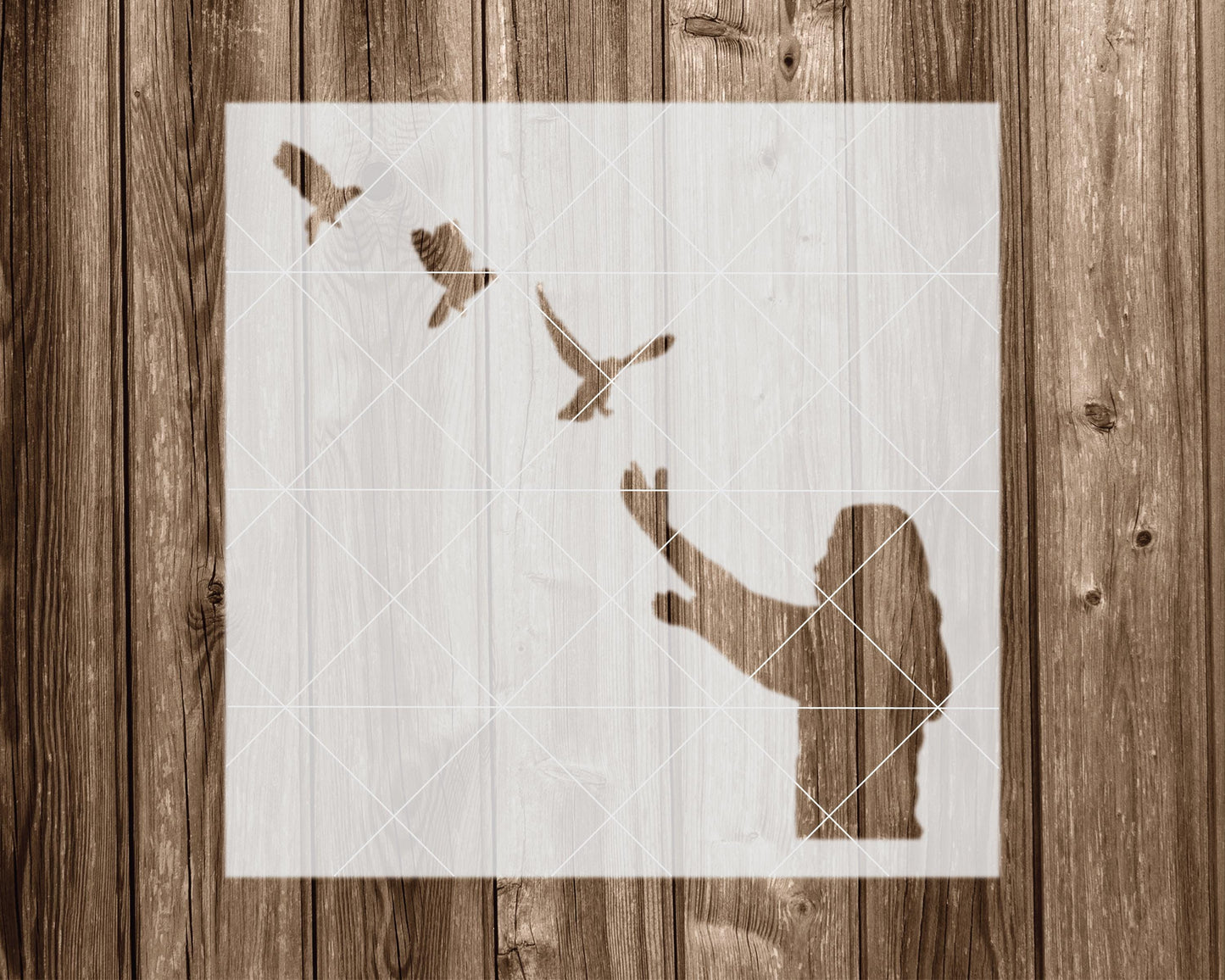 Reusable Art Stencil - Woman with Birds Stencil Design | Durable Mylar Craft Template