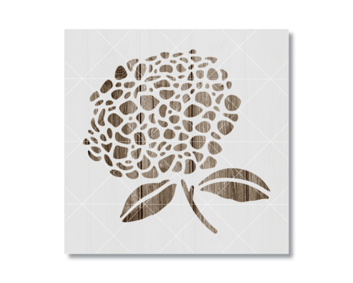 A stylized floral design with a pattern of small circular shapes, resembling a flower or a leaf.