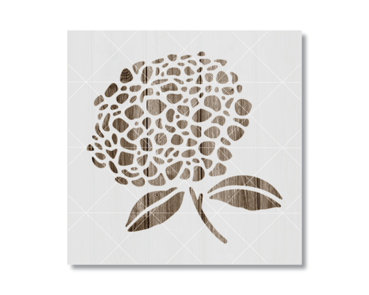 A stylized floral design with a pattern of small circular shapes, resembling a flower or a leaf.