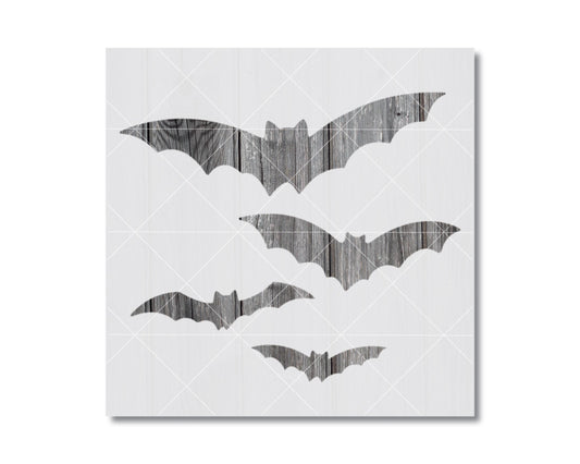 silhouettes of bats against a white background.