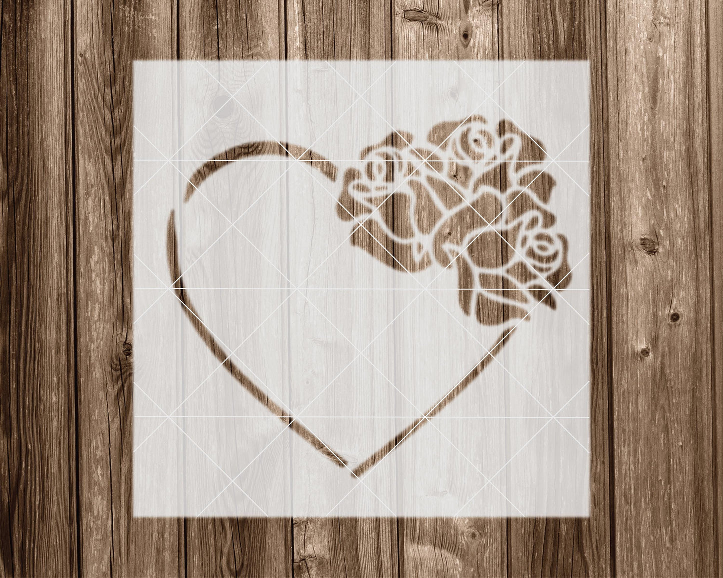 Heart with Roses Stencil, Reusable Stencil For Painting, 2222