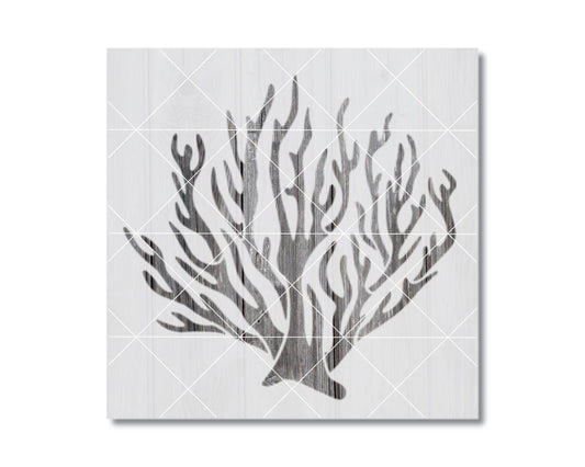 The image is a black and white illustration of a stylized tree or plant with intricate, abstract branches and leaves.