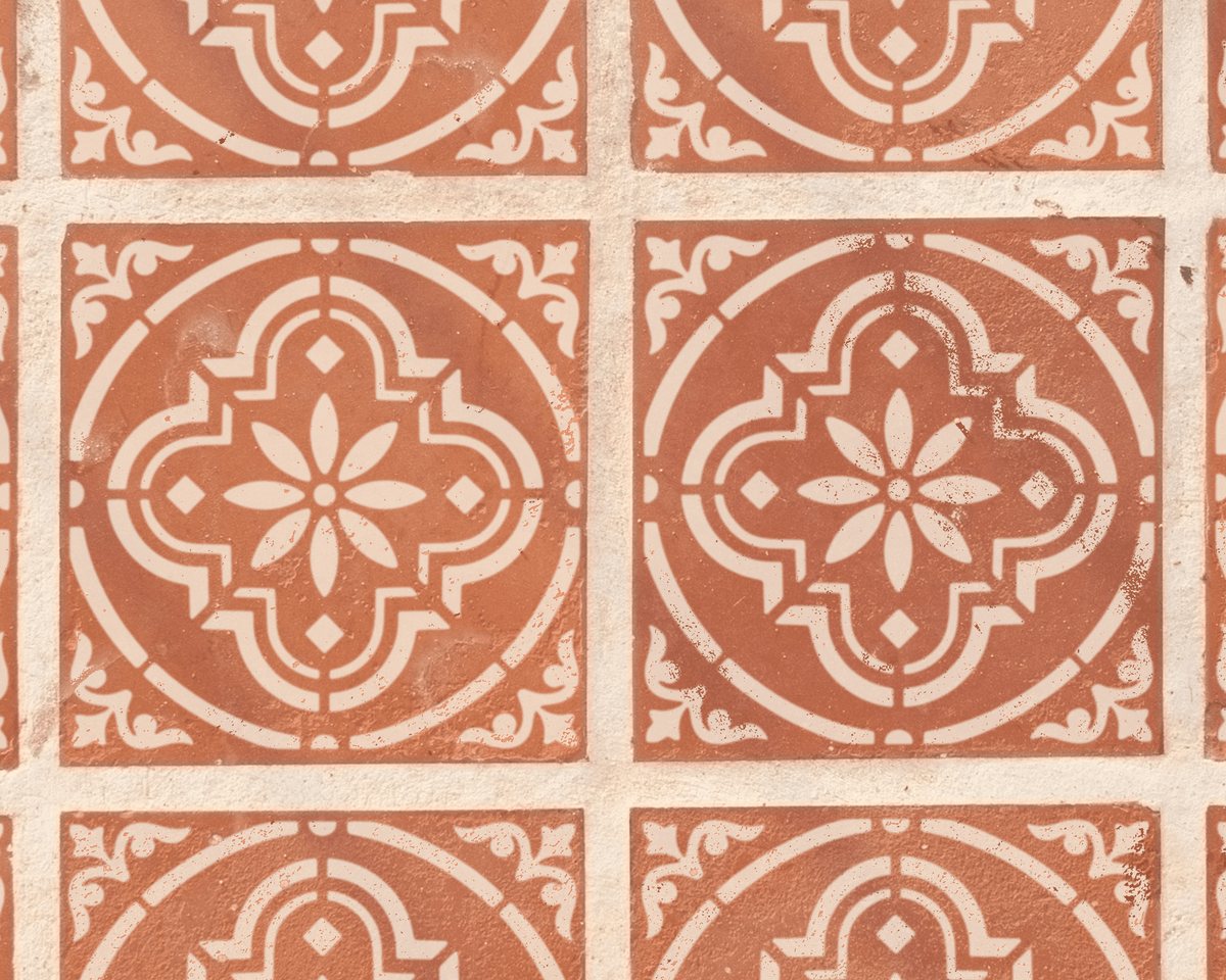a repeating pattern of ornate, circular designs with a floral motif, creating a visually striking and intricate design.