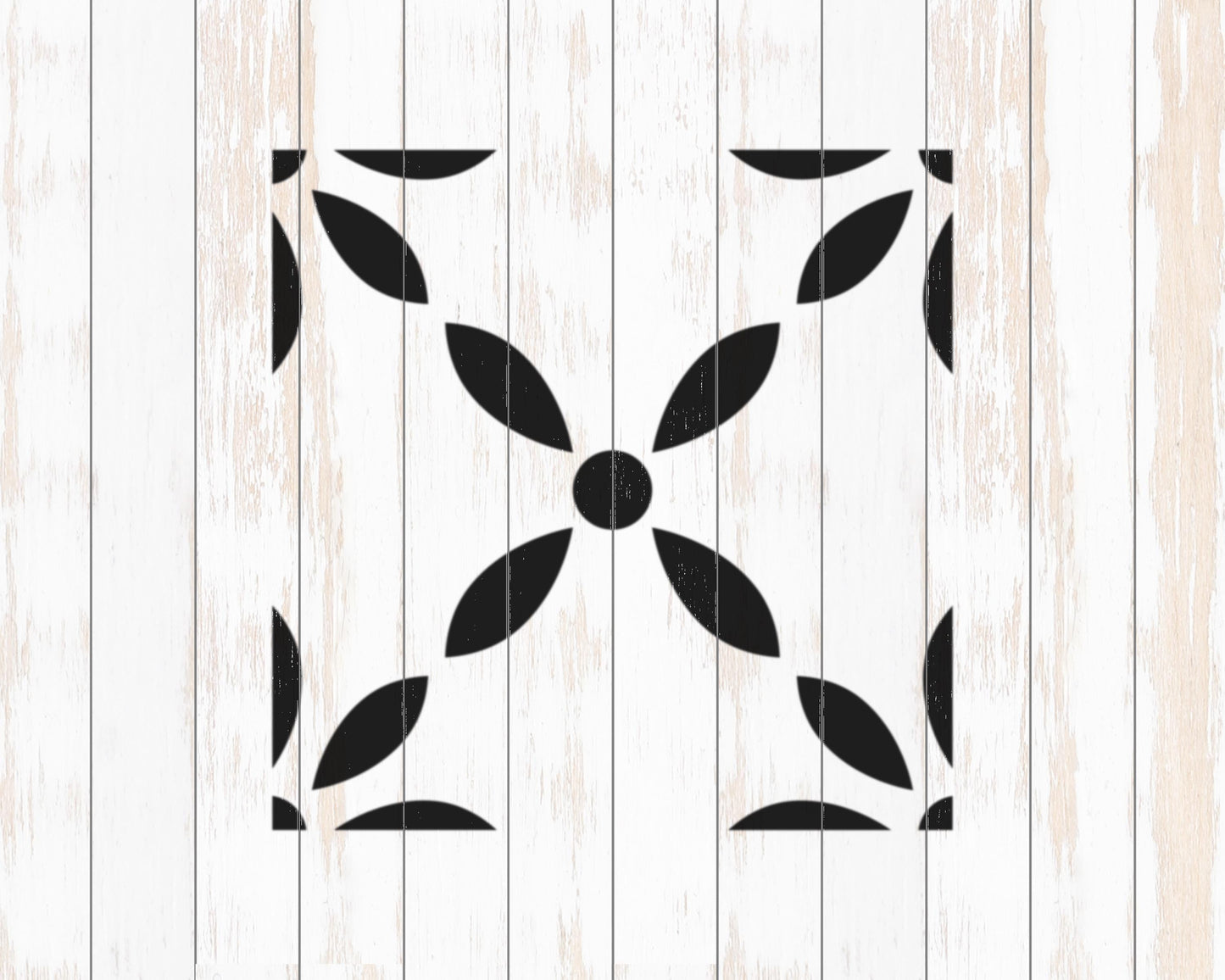 a square pattern with black circles and lines on a white background.