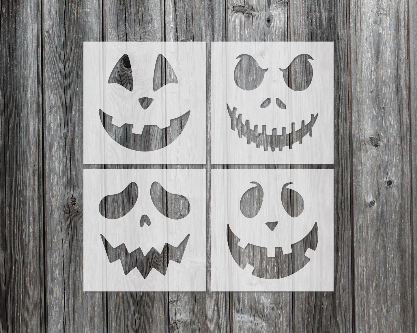 Halloween Pumpkin Face Stencils, Reusable Stencils For Painting, Set of 4 Stencils, 870