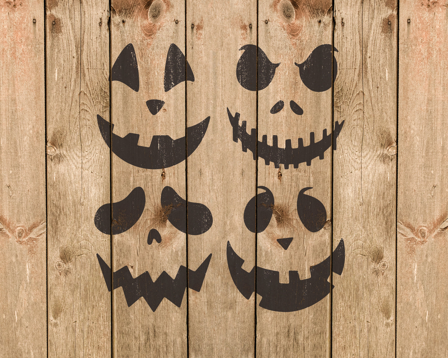 Halloween Pumpkin Face Stencils, Reusable Stencils For Painting, Set of 4 Stencils, 870