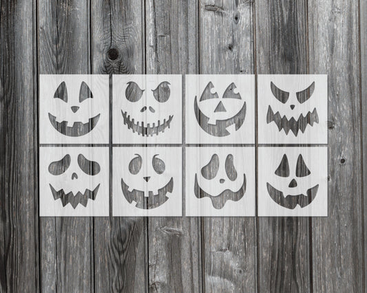 Halloween Pumpkin Face Stencils, Reusable Stencil For Painting, Set of 8 Stencils, 871