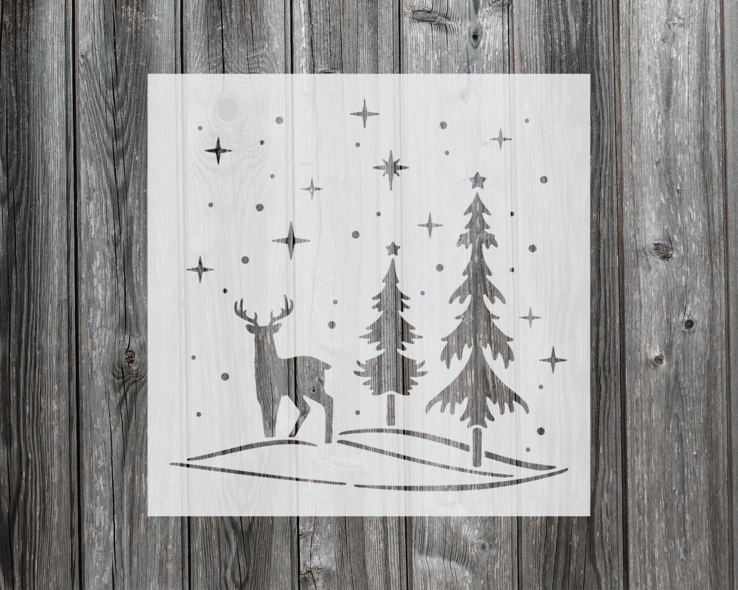 Deer with Forest Stencil, Reusable Stencil For Painting, 899