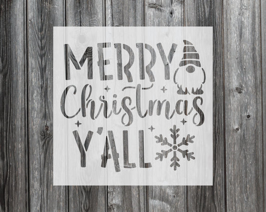 Merry Christmas Y'all Stencil, Reusable Stencil For Painting, 901