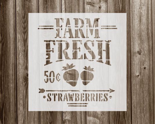 Farm Fresh Strawberries Stencil, Reusable Stencil For Painting, 924