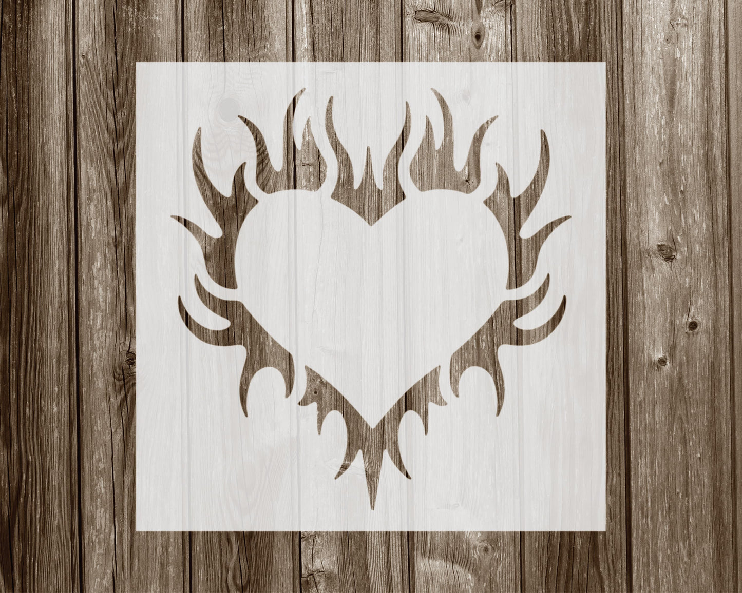 Heart with Flames Stencil, Reusable Stencil For Painting, 932