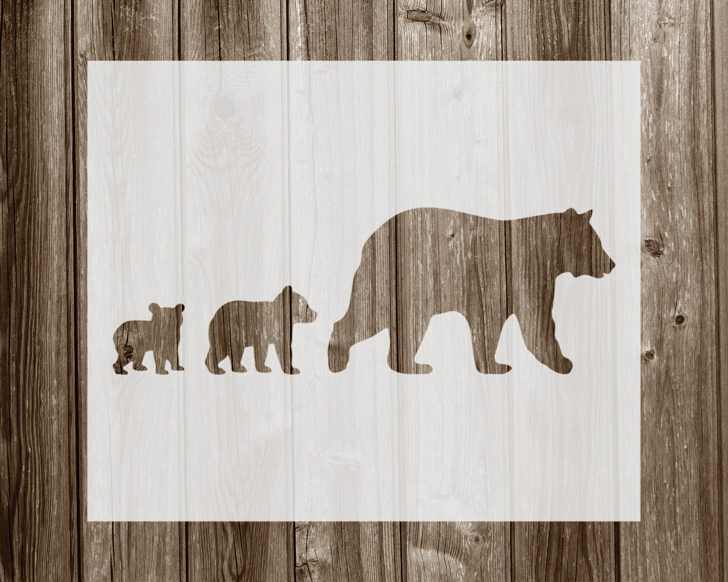 Bear With Cubs Stencil, Reusable Stencil For Painting, 990