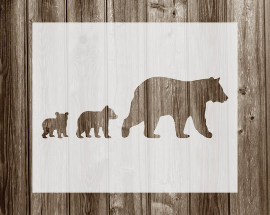 Bear With Cubs Stencil, Reusable Stencil For Painting, 990