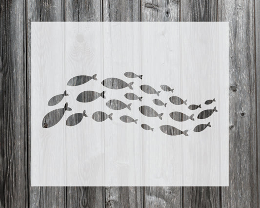 School Of Fish Stencil, Reusable Stencil For Painting, 1024