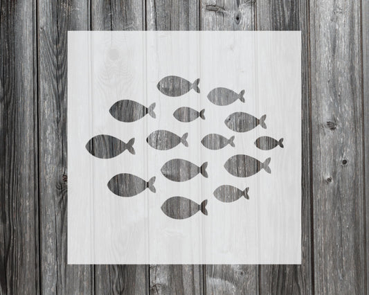 School Of Fish Stencil, Reusable Stencil For Painting, 1028