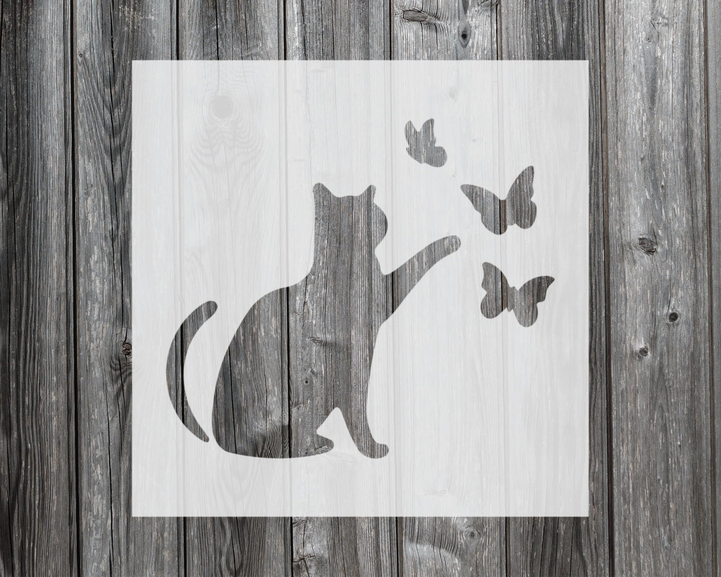 Cat with Butterflies Stencil, Reusable Stencil For Painting, 791