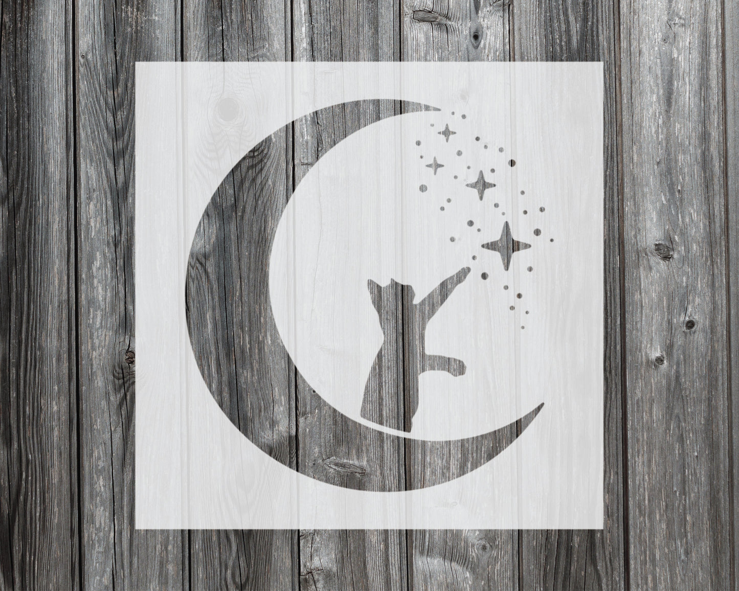 Cat With Moon Stencil, Reusable Stencil For Painting, 831