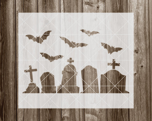 Graveyard Stencil, Reusable Stencil For Painting, 1097