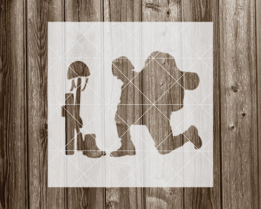 Soldier Kneeling Stencil, Reusable Stencil For Painting, 2051