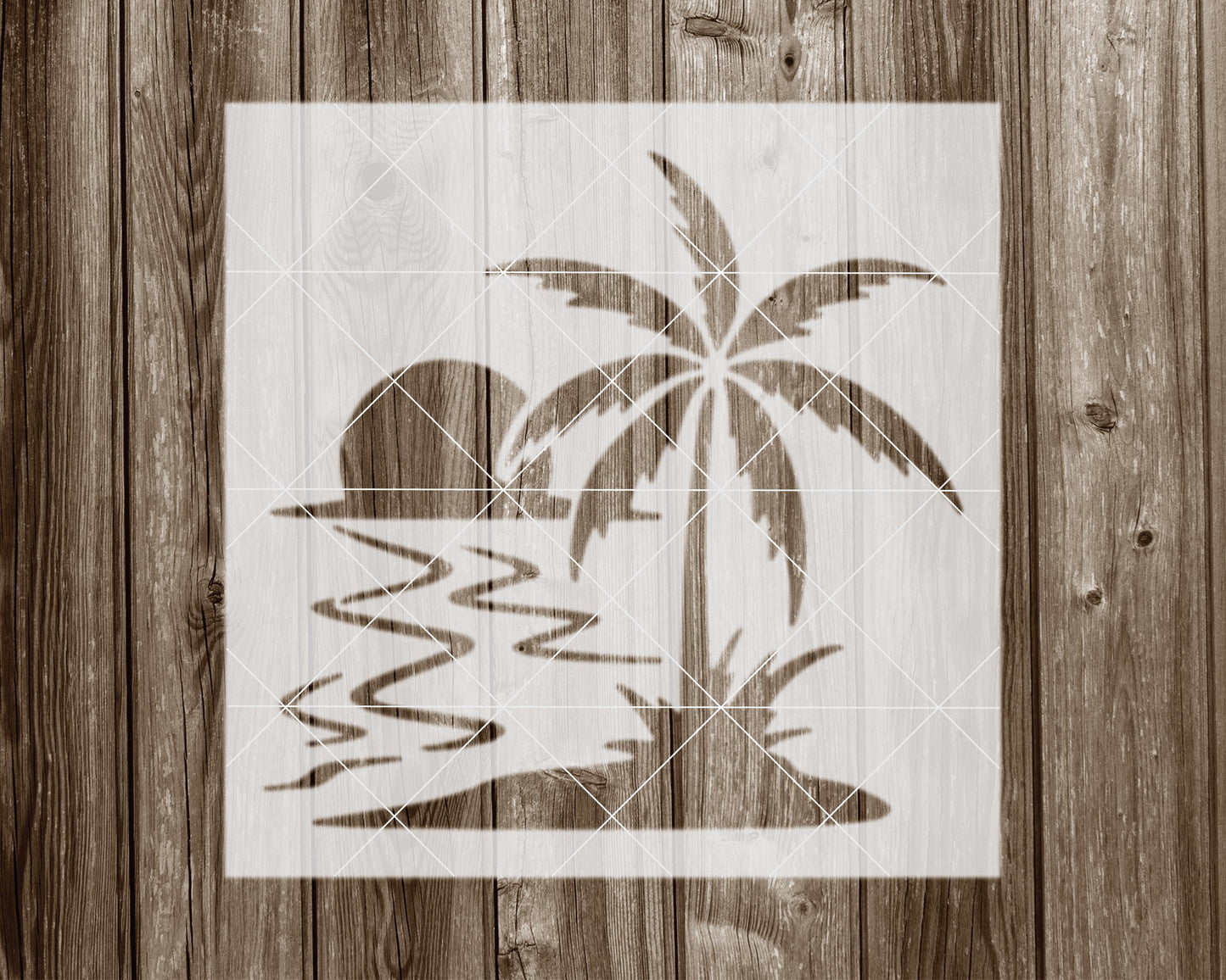 Palm Tree Island Stencil, Reusable Stencil For Painting, 2063